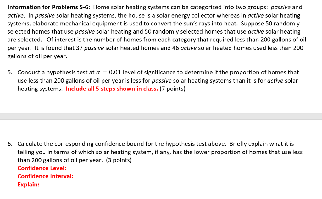 Solved Information For Problems 5 6 Home Solar Heating S