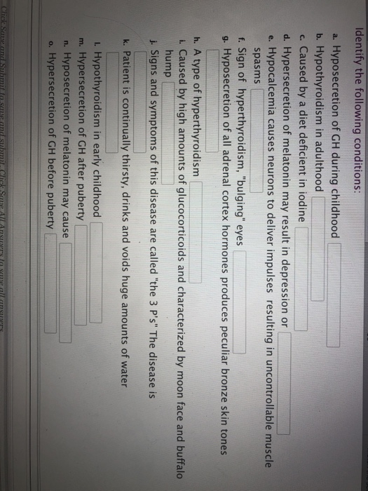 Solved Identify The Following Conditions A Hyposecretion