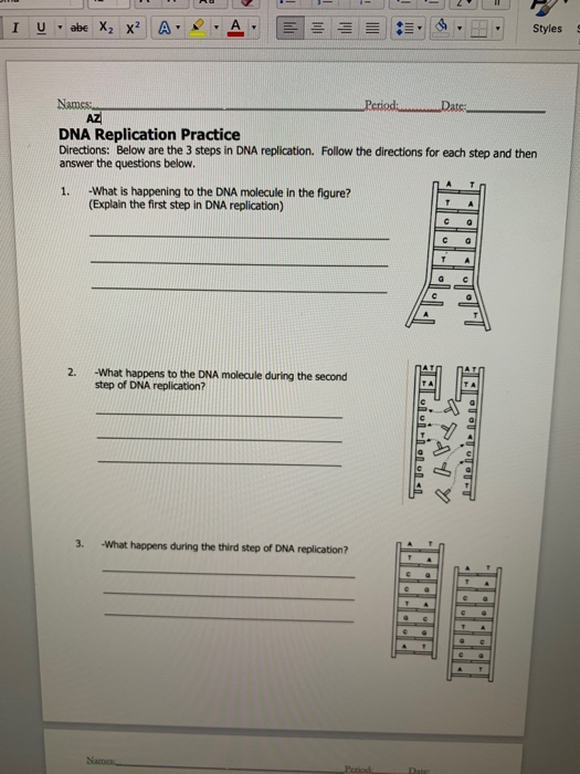 Solved Pcriod Date AZ DNA Replication Practice Directions: | Chegg.com