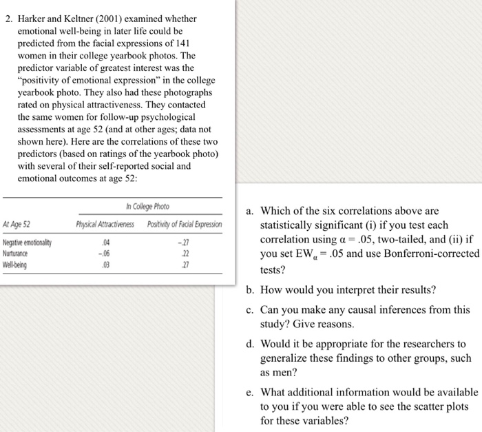Emotional Well Being Of College >> Solved 2 Harker And Keltner 2001 Examined Whether Emot Emotional Well Being Of College >> Solved 2 Harker And Keltner 2001 Examined Whether Emot