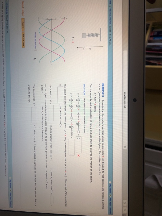 Solved Example 3 An Object At The End Of A Vertical Sprin Chegg Com