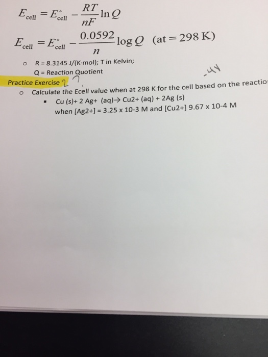 Solved E Cell E Degree Cell Rt Nf Ln Q E Cell E Deg Chegg Com