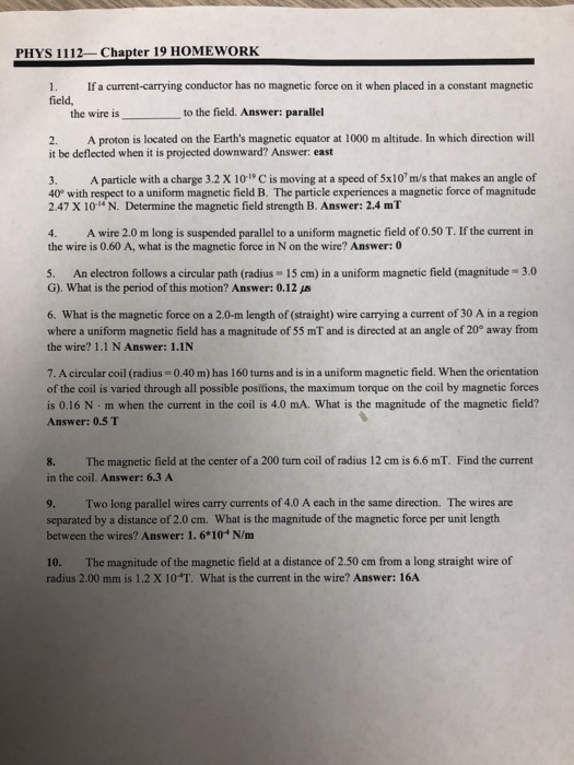 Solved Phys 1112 Chapter 19 Homework 1 If A Current Carr Chegg Com
