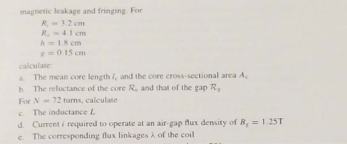 Solved 1 13 The Magnetic Circuit Of Fig 1 30 Consists Of Chegg Com