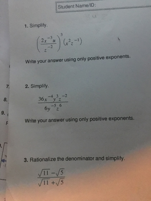 Solved Simplify 2x 3 U Z 2 3 X 2 Z 1 Write Your A