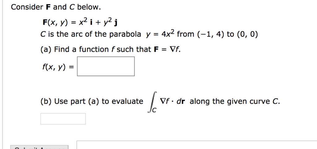 Solved Consider F And C Below C Is The Arc Of The Parabol Chegg Com