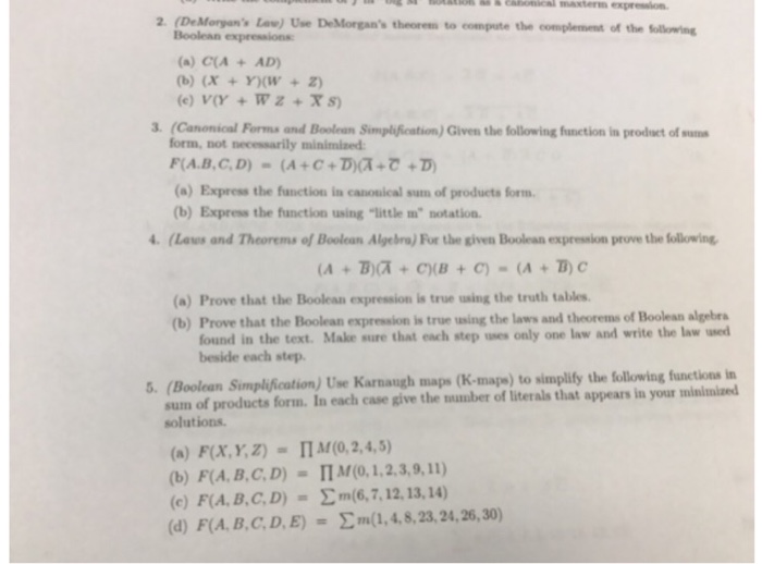 Solved Use Demorgan S Theorem To Compute The Complement O Chegg Com