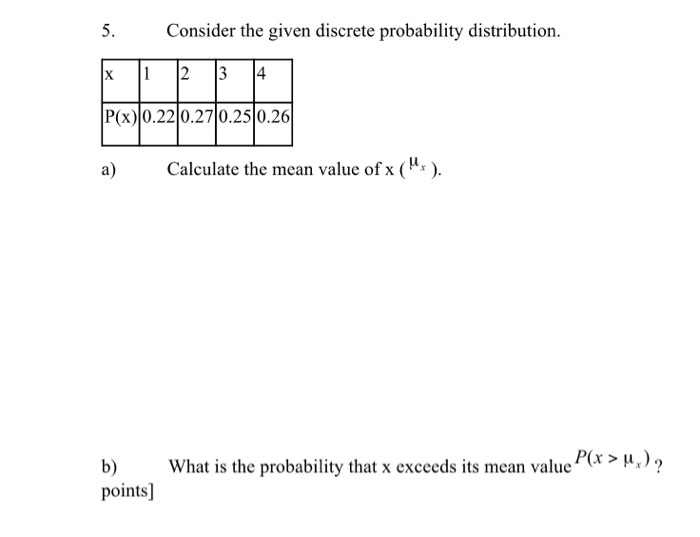 Solved 5 Consider The Given Discrete Probability Distrib Chegg Com