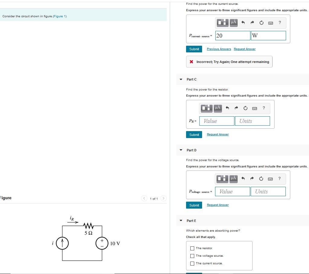 Solved Find the power for the current source Express your 