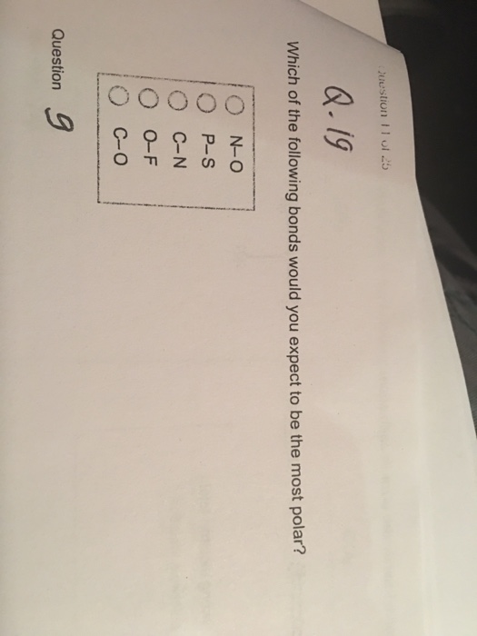 Solved Which Of The Following Bonds Would You Expect To Be | Chegg.com