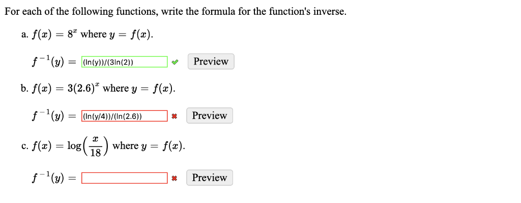 For Each Of The Following Functions Write The Chegg Com