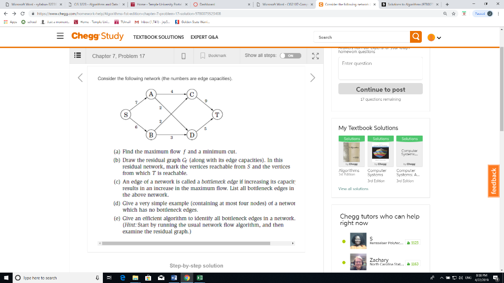 С https:/ Ξ Chegg. Study TEXTBOOK SOLUTIONS EXPERT Q&A Scarch homework questions 0 Bookark Show all steps: ON Chapter 7, Prob