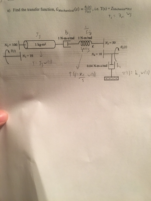 Solved Find The Transfer Function Gmechanical S 10 Ie