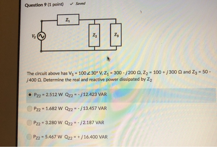 Solved Question 11 1 Point Non 96 A Z2 Z The Circuit A Chegg Com