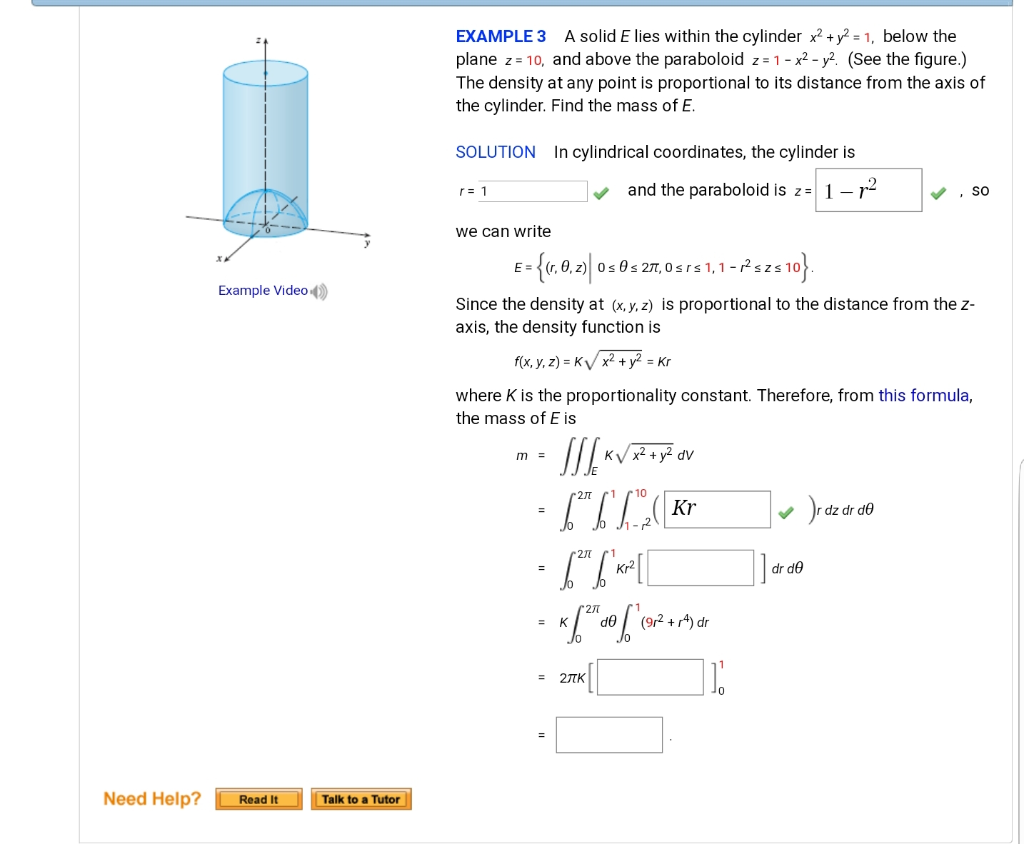 Solved Example 3 A Solid E Lies Within The Cylinder X2 Y2 Chegg Com