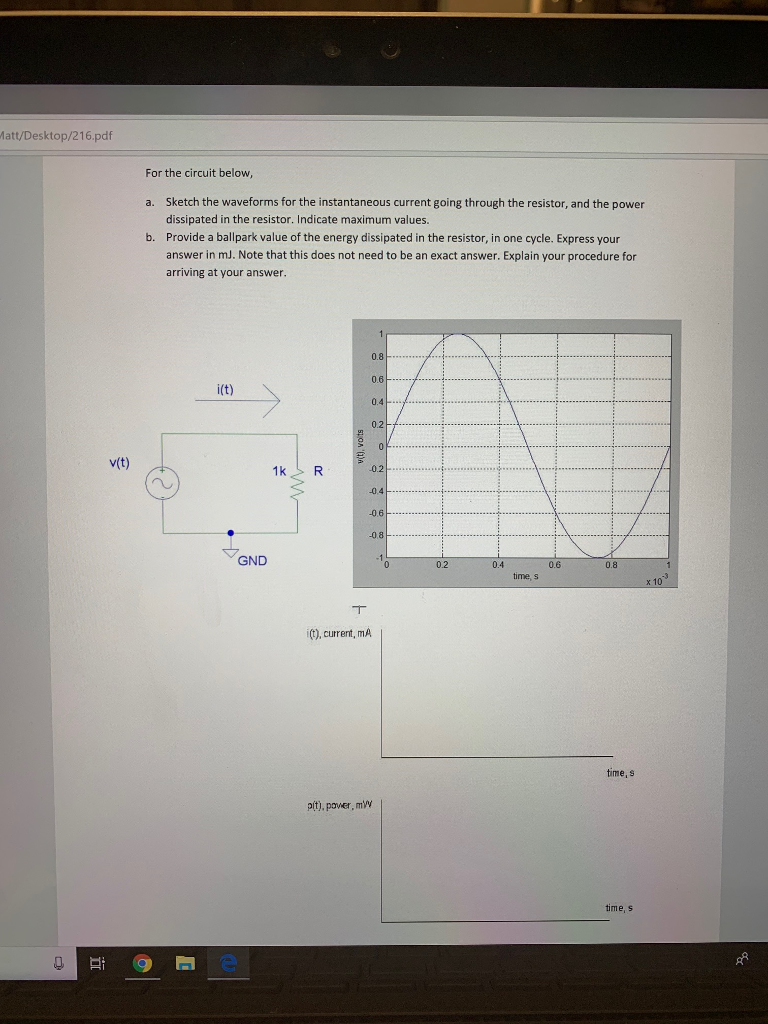 Solved Matt Desktop 216 Pdf For The Circuit Below A Sket