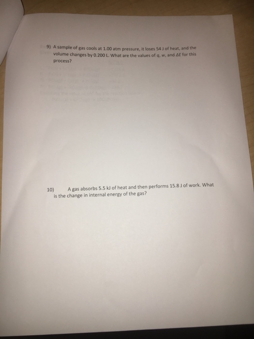 Solved 9 A Sample Of Gas Cools At 1 00 Atm Pressure It Chegg Com