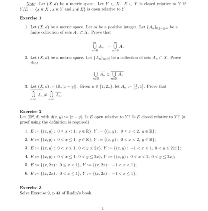 Note Let X D Be A Metric Space Letycx E Cy Is Chegg Com