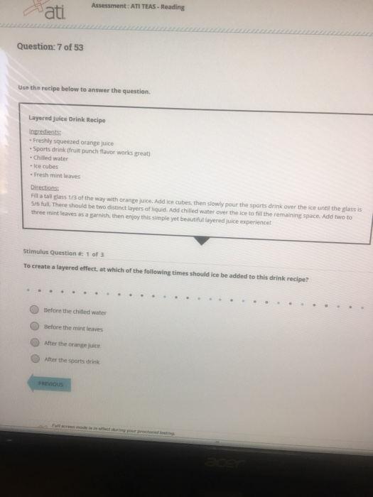 Solved: Assessment: ATI TEAS- Reading Ati Question:7 Of 53... | Chegg.com