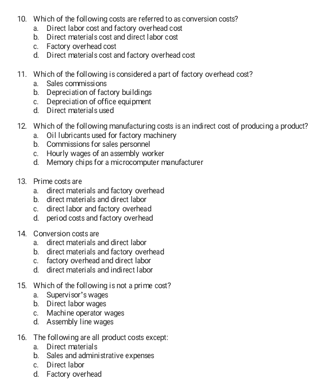 Solved Which of the following costs are referred to as | Chegg.com