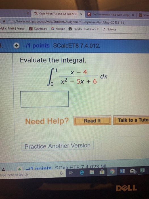 Solved A Quiz 4 On 73 And 7a Fall 2018 E Get Homework