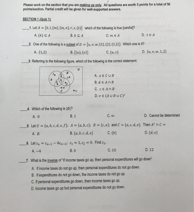 Solved Please Work On The Section That You Are Making Up Chegg Com