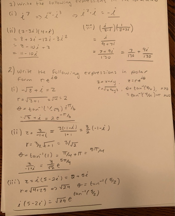 1 Write The Following Expressions In The Form A Ib Chegg Com