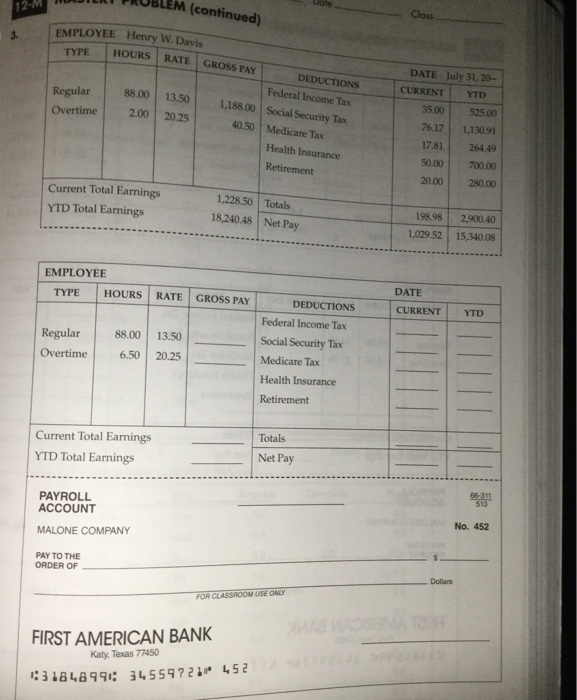 Mastery Problem Preparing A Semimonthly Payroll Lo3 Chegg 