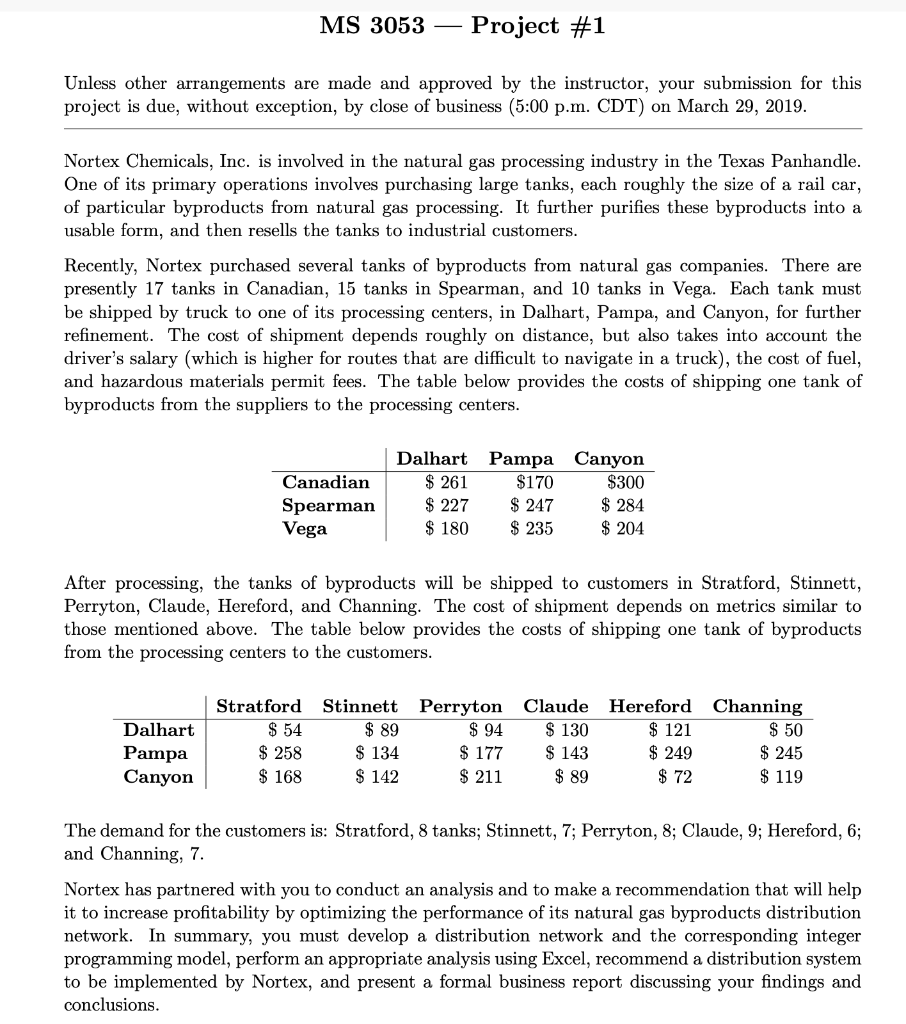 Solved MS 3053-Project #1 Unless other arrangements are made 