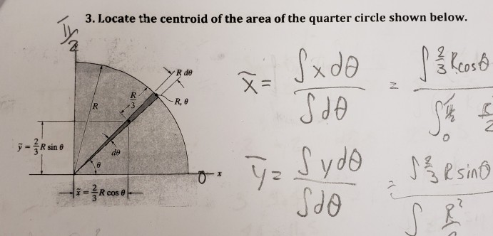 Solved 3. Locate The Centroid Of The Area Of The Quarter