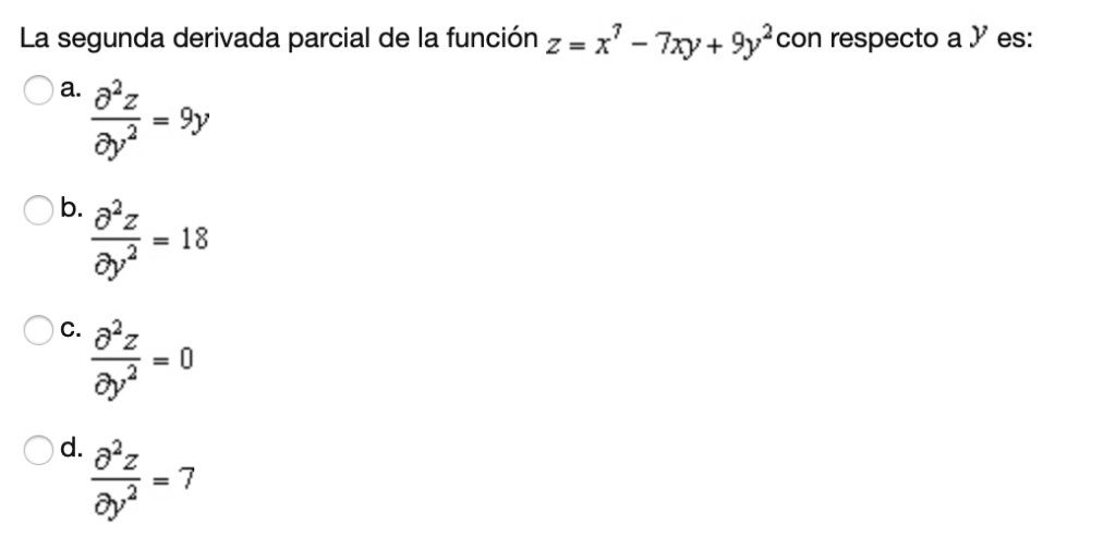 Solved La segunda derivada parcial de la función z -x7 - Txy 