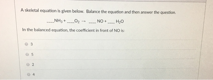 A Skeletal Equation Is Given Below Balance The Chegg 