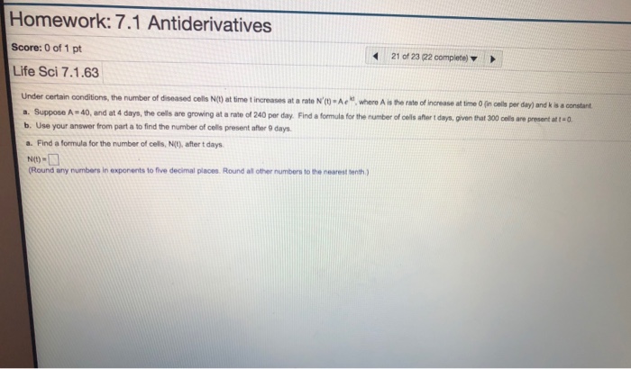 Solved Homework 7 1 Antiderivatives Score 0 Of 1 Pt Lif Chegg Com