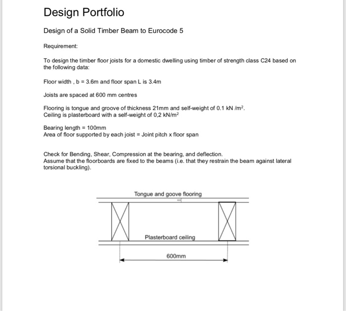 Design Portfolio Design Of A Solid Timber Beam To Chegg Com