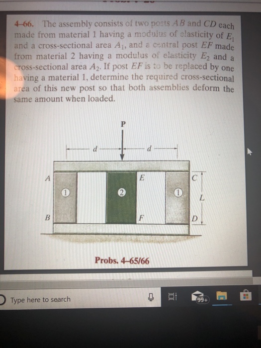 Solved 4-66. The assembly consists of two posts AB and CD | Chegg.com