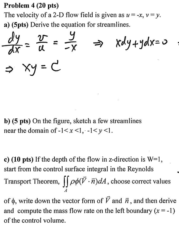 Solved Problem 4 Pts The Velocity Of A 2 D Flow Fiel Chegg Com