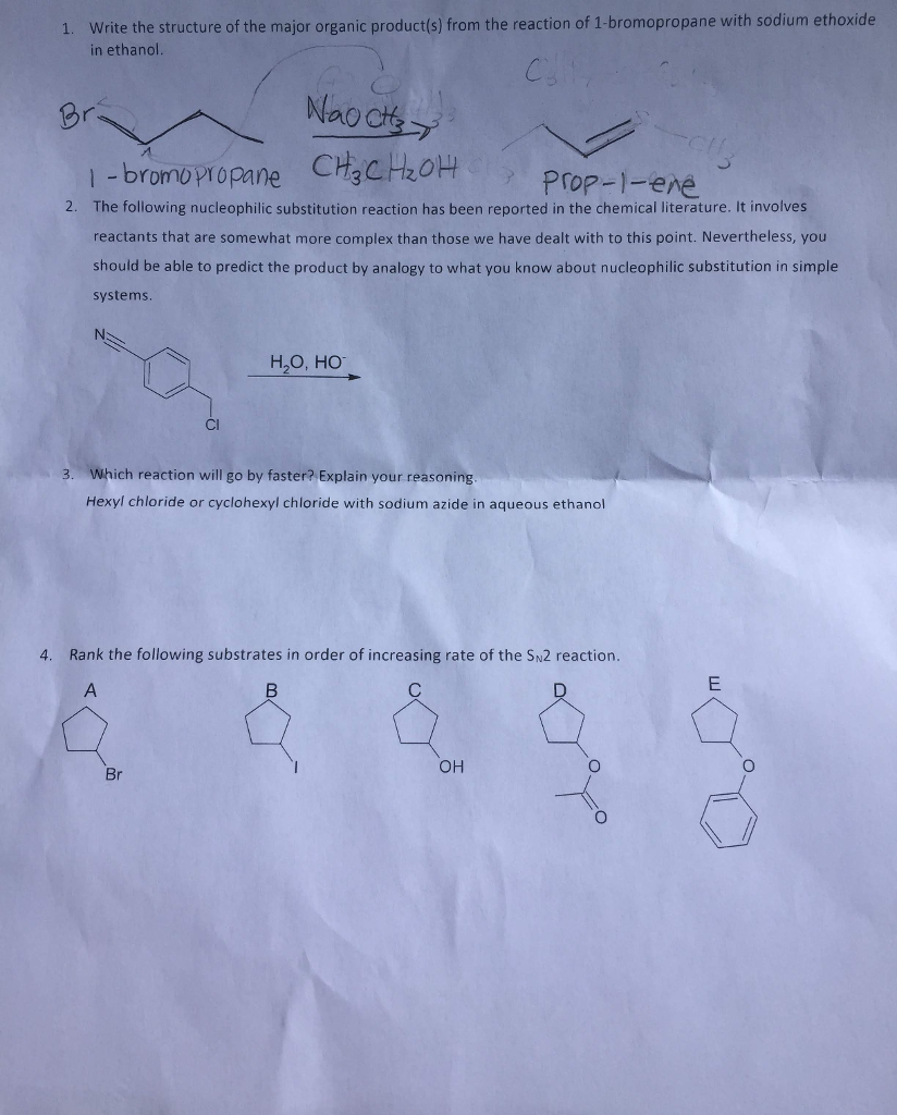 Write The Organic The Structure Major ... Of Solved: Product(s