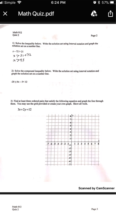 1 Simpleä»¤ 6 24 Pm 57 Math Quiz Pdf A Math 012 Chegg Com