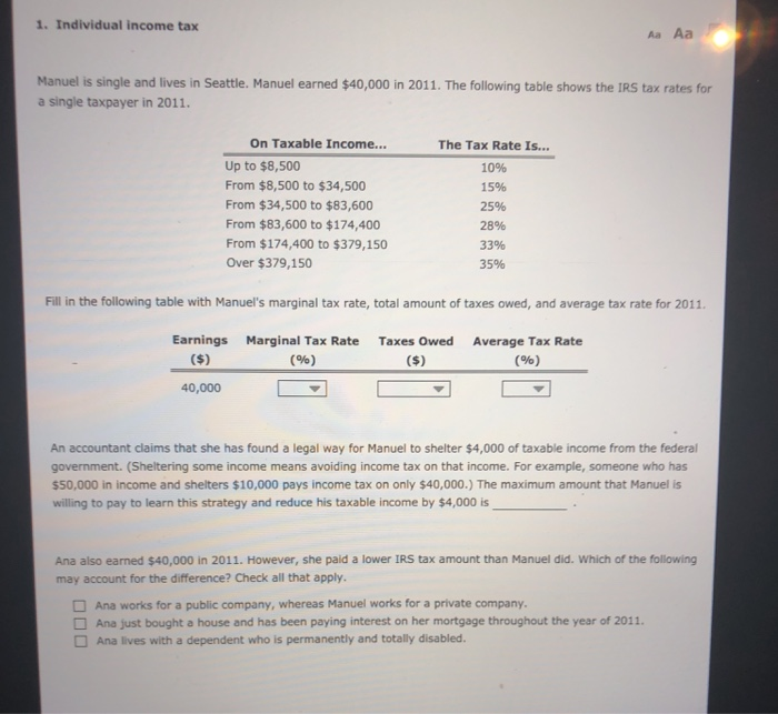 Seattle Tax Rate >> Solved 1 Individual Income Tax Aa Aa Manuel Is Single An Seattle Tax Rate >> Solved 1 Individual Income Tax Aa Aa Manuel Is Single An