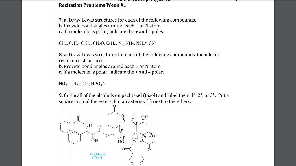 Solved Recitation Problems Week 1 7 A Draw Lewis Struc Chegg Com