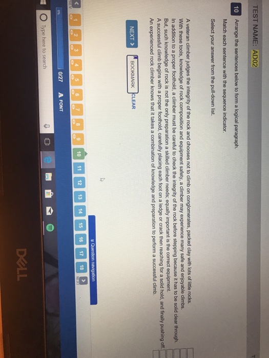 Test Name Ad02 10 Arrange The Sentences Below To Chegg 