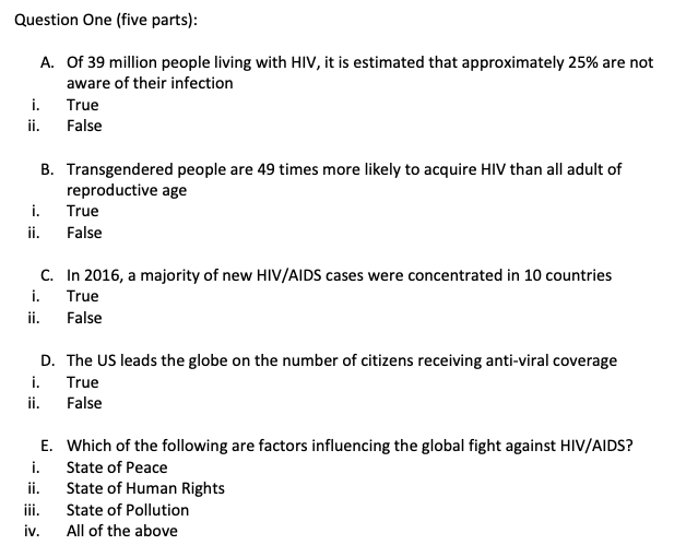 Solved Question One(five parts) Of 39 million people living | Chegg.com