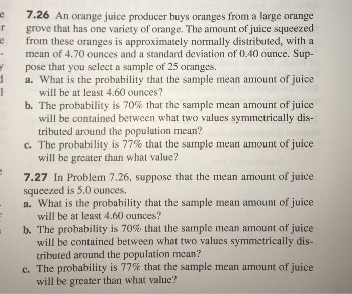 Solved E 7 26 An Orange Juice Producer Buys Oranges From Chegg Com