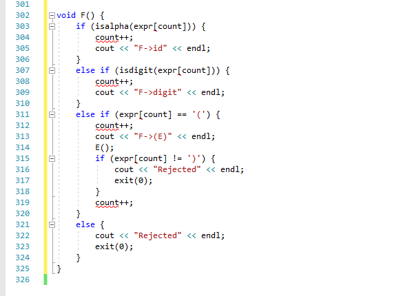 301 302 Evoid F) { 303 if (isalpha (expr[count])) i count+t << 304 305 306 307 308 309 310 311 312 313 314 315 316 317 318 31