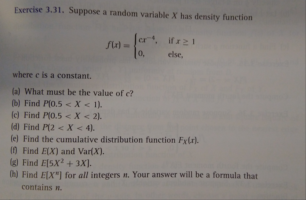 Solved Exercise 3 31 Suppose A Random Variable X Has Den Chegg Com