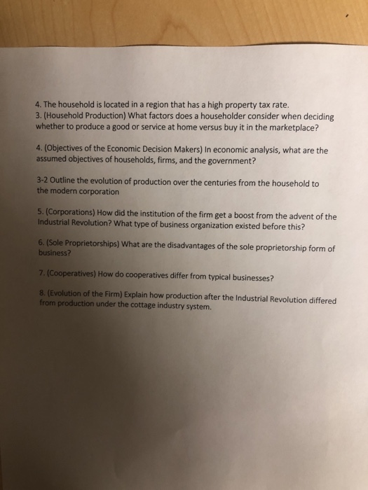 Solved 4 The Household Is Located In A Region That Has A