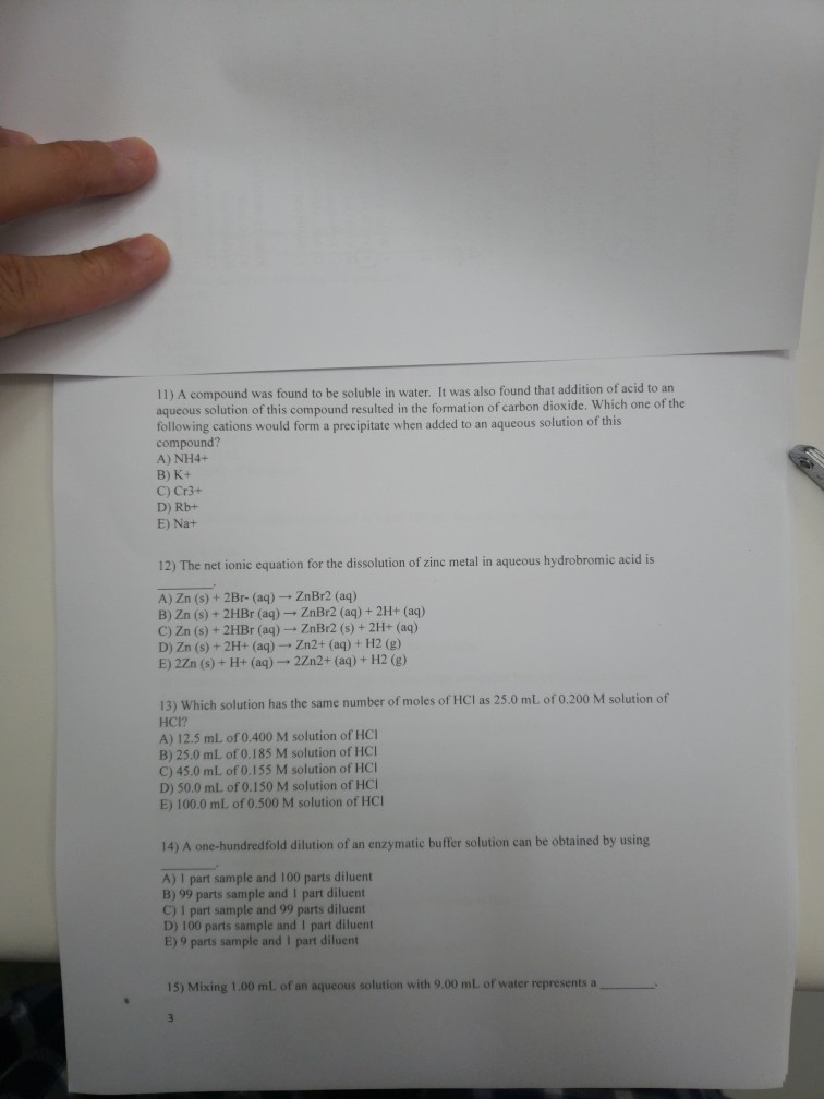 I Found Soluble A Be Was In ... Solved: 11) Water. Compound To