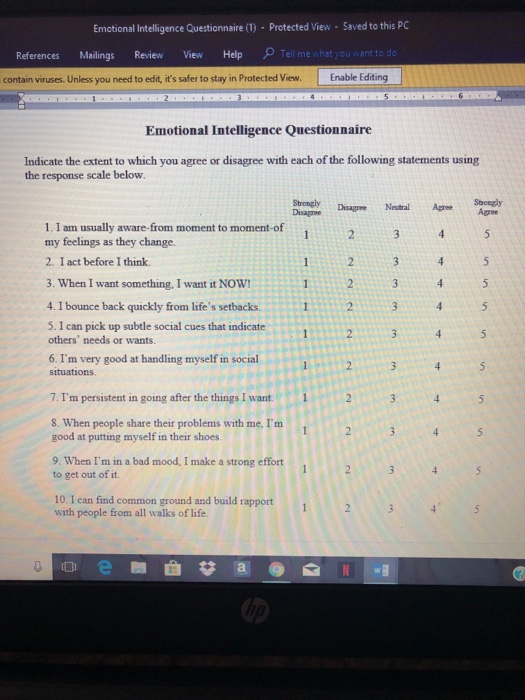 emotional intelligence questionnaire