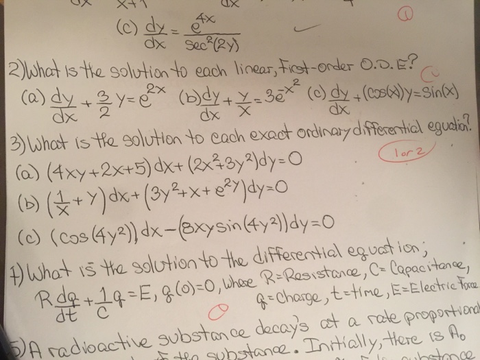 Solved What Is The Solution To Each Linear First Order Chegg Com