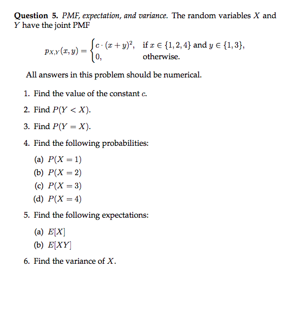 Solved Question 5 Pmf Expectation And Variance The Ra Chegg Com